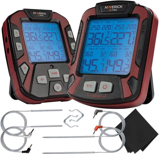 Main image of XR-50 Extended (500FT Range, 4 Probe) Digital Remote Wireless BBQ, Meat & Smoker Thermometer, Black/Red and Z-Cloth Bundle