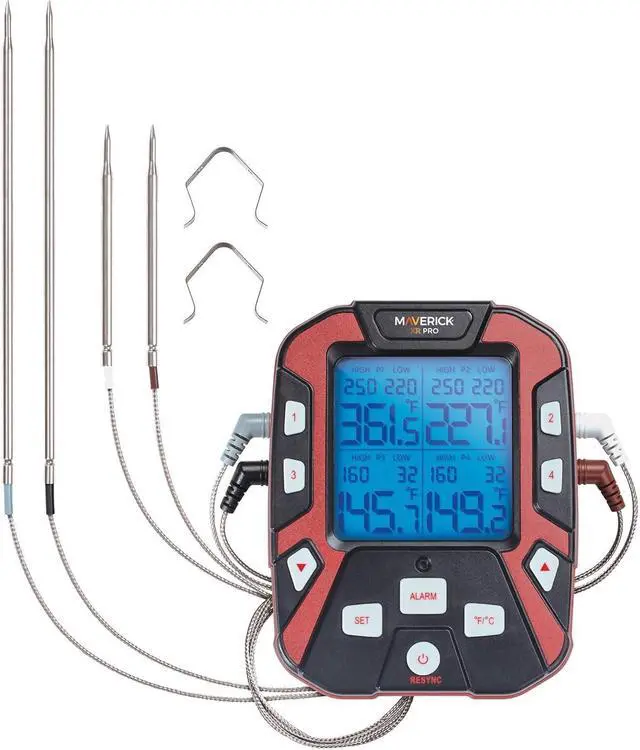 Alt view image 4 of 7 - XR-50 Extended (500FT Range, 4 Probe) Digital Remote Wireless BBQ, Meat & Smoker Thermometer, Black/Red and Z-Cloth Bundle