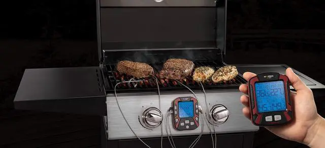 Alt view image 6 of 7 - XR-50 Extended (500FT Range, 4 Probe) Digital Remote Wireless BBQ, Meat & Smoker Thermometer, Black/Red and Z-Cloth Bundle