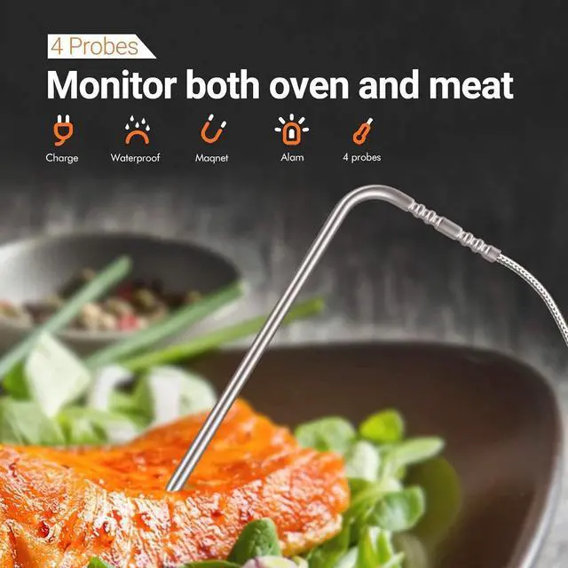 Alt view image 4 of 7 - WiFi Grill Thermometer & Instant Read Thermometer IHT-1P, Rechargeable Digital BBQ Meat Thermometers with Alarm Timer Graph Calibration Magnet for Food Oven Smoker Kitchen
