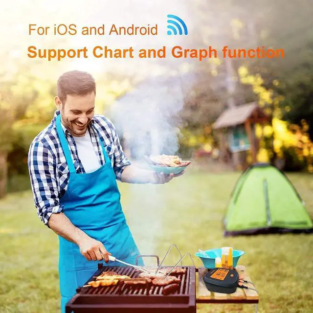 Alt view image 6 of 7 - WiFi Grill Thermometer & Instant Read Thermometer IHT-1P, Rechargeable Digital BBQ Meat Thermometers with Alarm Timer Graph Calibration Magnet for Food Oven Smoker Kitchen