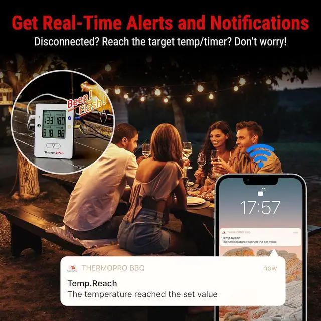 Alt view image 4 of 7 - TP25 650FT Wireless Meat Thermometer with 4 Probes, Bluetooth Meat Thermometer for Cooking, BBQ Oven Food Smoker Thermometer Rechargeable