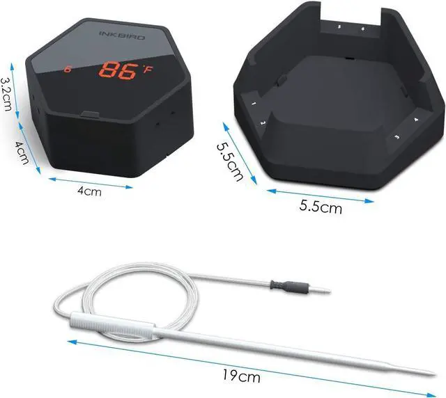 Alt view image 5 of 6 - Bluetooth BBQ Thermometer Wireless IBT-6XS, 6 Probes Digital Smoker Grill Thermometer for Cooking,150ft Bluetooth Meat Thermometer, Magnet, Timer, Alarm for Kitchen, Food (Black)