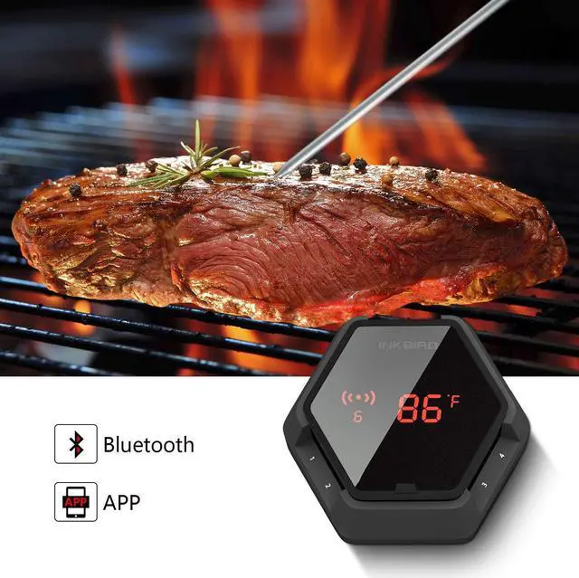 Alt view image 3 of 6 - Bluetooth BBQ Thermometer Wireless IBT-6XS, 6 Probes Digital Smoker Grill Thermometer for Cooking,150ft Bluetooth Meat Thermometer, Magnet, Timer, Alarm for Kitchen, Food (Black)