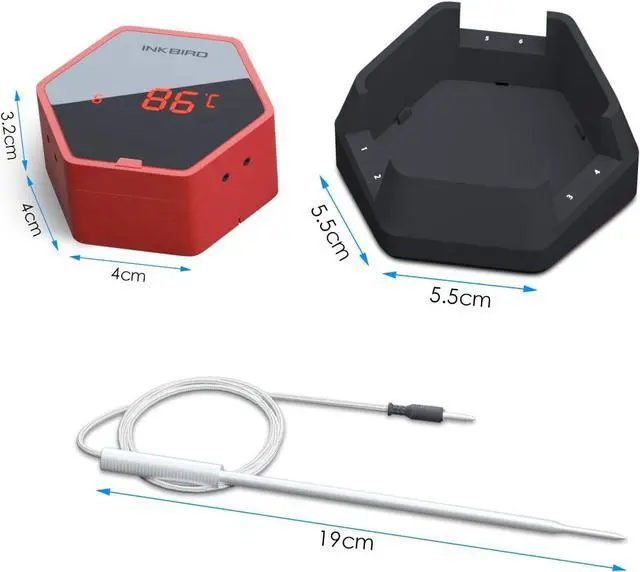 Alt view image 4 of 6 - Bluetooth BBQ Thermometer Wireless IBT-6XS, 6 Probes Digital Smoker Grill Thermometer for Cooking,150ft Bluetooth Meat Thermometer, Magnet, Timer, Alarm for Kitchen, Food (Red)