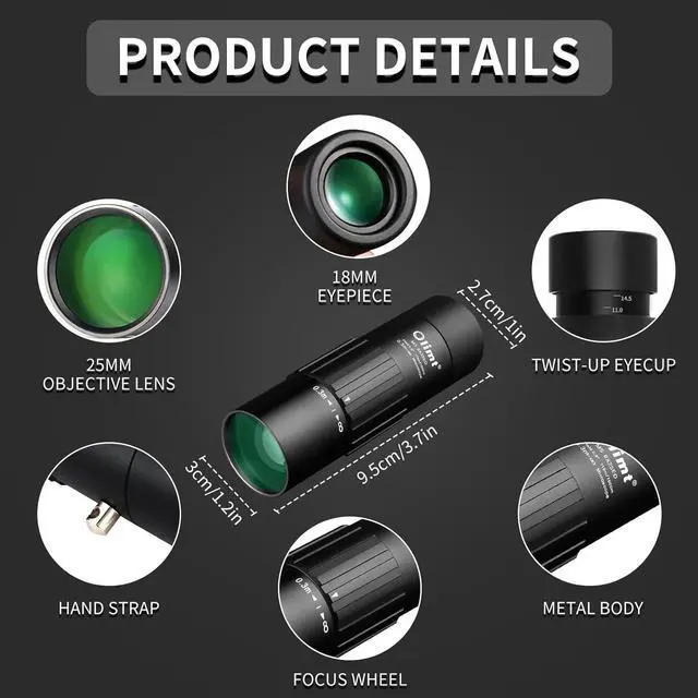 Alt view image 2 of 7 - 8x25 Monocular Telescope Mini Pocket Monocular Compact Monoculars for Adults