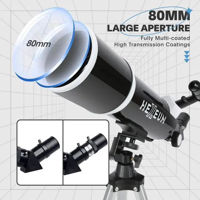 Alt view image 2 of 7 - 80mm Aperture 600mm Fully Multi-Coated High Transmission Coatings with AZ Mount Tripod Phone Adapter, Carrying Bag, Wireless Control.
