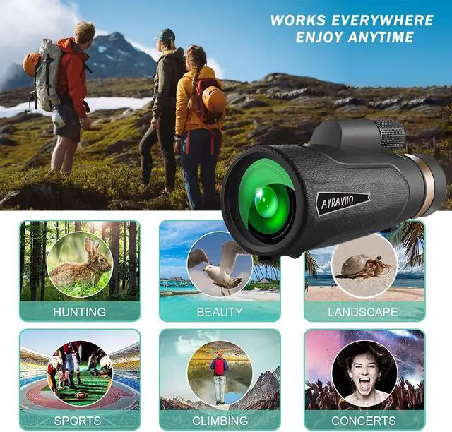 Alt view image 6 of 7 - 12×60 Monocular Telescope with Smartphone Holder & Upgraded Tripod, High Powered SMC & BAK4 Scope, Birthday Gifts for Men Dad Him Husband Teen, Outdoors Survival Hiking Gear