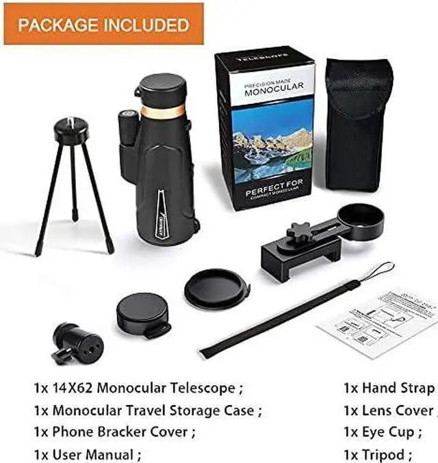 Alt view image 7 of 7 - 12×60 Monocular Telescope with Smartphone Holder & Upgraded Tripod, High Powered SMC & BAK4 Scope, Birthday Gifts for Men Dad Him Husband Teen, Outdoors Survival Hiking Gear