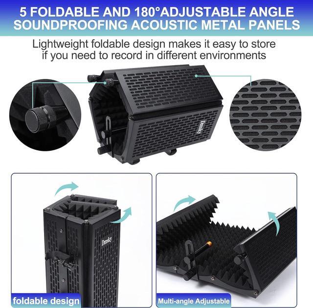 Alt view image 2 of 7 - Microphone Isolation Shield with Pop Filter & Tripod Stand, Foldable Mic Shield with Triple Sound Insulation, High Density Mic Sound Shield for Recording Studio, Podcasts, Singing, Broadcasting