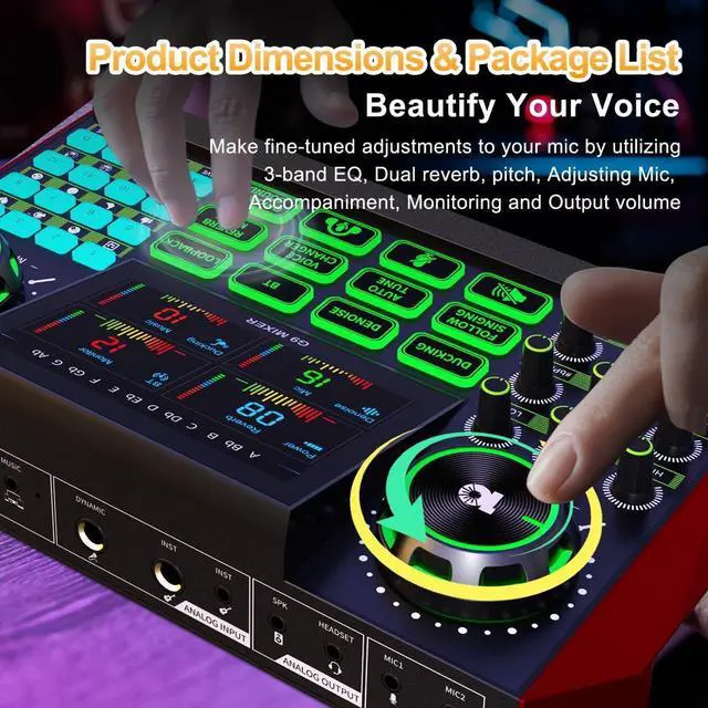 Alt view image 3 of 7 - G9 Gaming Audio MixerPodcast Equipment Live Sound Card for StreamingAudio Interface DJ Mixer Sound Card/Board Condenser Microphone for Tiktok Gaming Video Content Creator Kit.