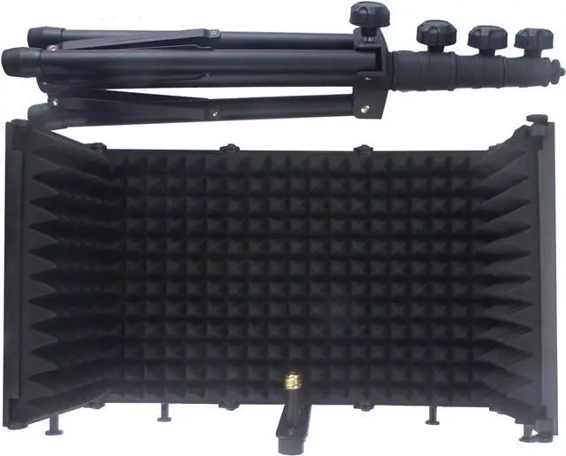 Alt view image 6 of 6 - Microphone Isolation Shield - Tripod Stand 2 ft 6" to 5 ft 10" Height Adjustable Stand Compatible w/Blue Yeti, AT2020, AKG, Rode Microphones