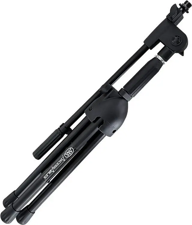 Alt view image 2 of 7 - Low-Profile Microphone Tripod Stand with Boom Arm | Adjustable Height Short Floor Mic Stand with Boom | Kick Drum Mike Stands |Guitar Amp Stands (2-Pack)