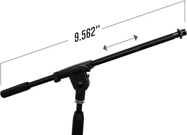 Alt view image 3 of 7 - Low-Profile Microphone Tripod Stand with Boom Arm | Adjustable Height Short Floor Mic Stand with Boom | Kick Drum Mike Stands |Guitar Amp Stands (2-Pack)