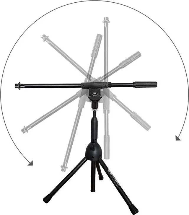 Alt view image 6 of 7 - Low-Profile Microphone Tripod Stand with Boom Arm | Adjustable Height Short Floor Mic Stand with Boom | Kick Drum Mike Stands |Guitar Amp Stands (2-Pack)