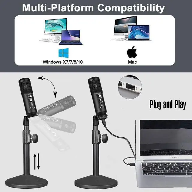 Alt view image 4 of 7 - BT-78SM, Professional Cardioid Studio Recording Mic 25mm Diaphragm USB Microphone Streaming Vocal Recording, Podcasting Condenser Microphone for PC and Mac, Quality Sound, Plug & Play