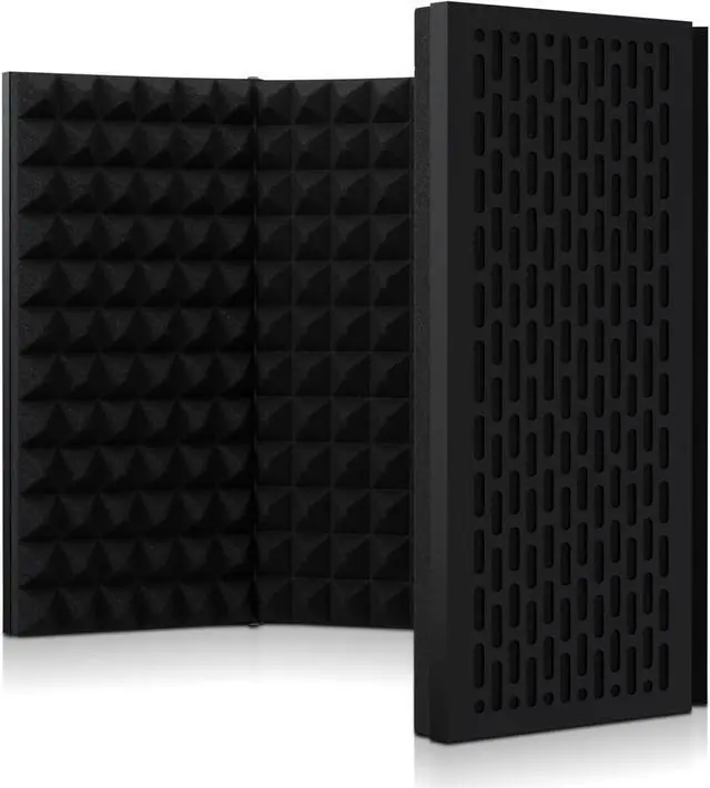 Alt view image 5 of 7 - Professional Recording Microphone Isolation Shield - High-Density Acoustic Foam, Adjustable Foldable Design, Portable Sound Absorbing Panel for Studio Recording and Voiceovers