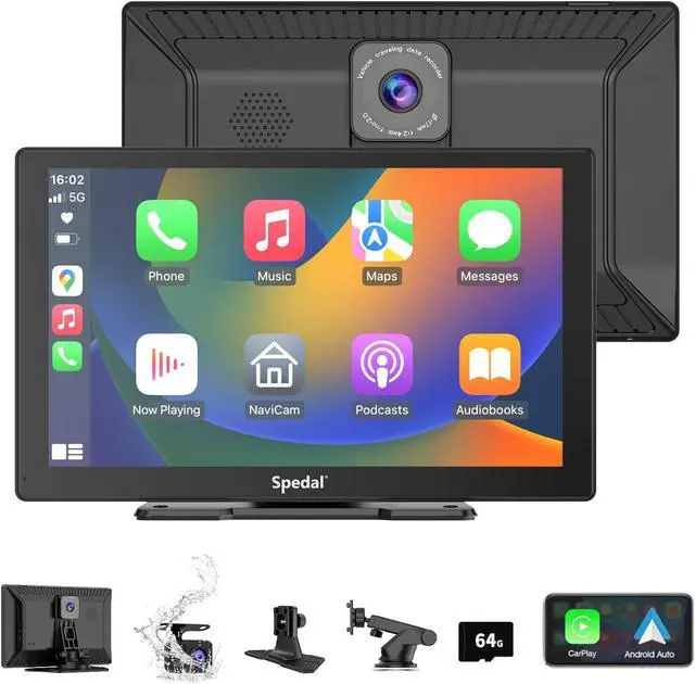Main image of CL811 Car Play Screen with 2K Dash Cam, 9" Wireless Carplay Android Auto Portable Car Stereo, GPS Navigation, Car Audio Receivers with 1080P Backup Camera, Bluetooth,Mirror Link, AUX/FM