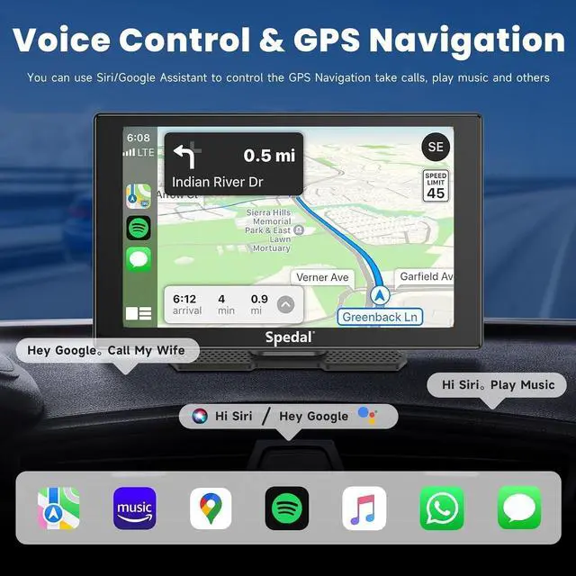 Alt view image 3 of 7 - CL811 Car Play Screen with 2K Dash Cam, 9" Wireless Carplay Android Auto Portable Car Stereo, GPS Navigation, Car Audio Receivers with 1080P Backup Camera, Bluetooth,Mirror Link, AUX/FM
