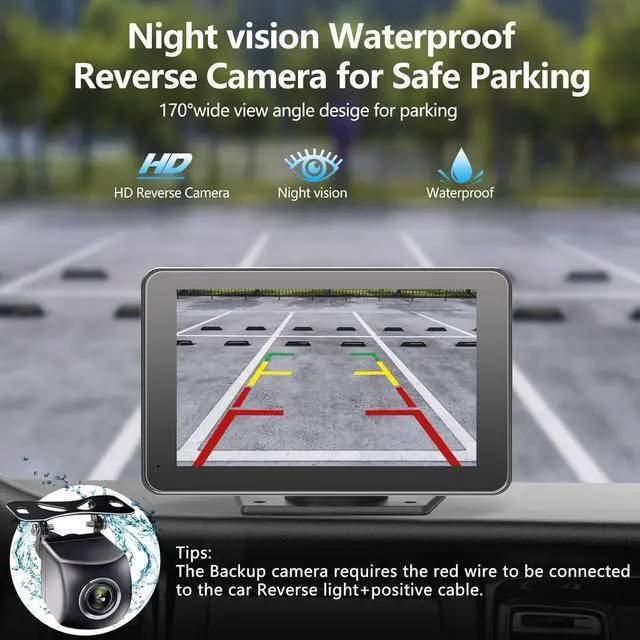 Alt view image 6 of 7 - Portable Newest Wireless  CarPlay and Android Auto Screen for Car, 7" HD Touch Screen Car Stereo with Mirror Link, Bluetooth 5.2, Backup Camera, AUX,FM Transmitter for All Vehicles