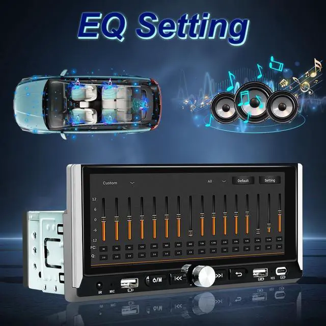 Alt view image 6 of 6 - Wireless Single Din Car Stereo with  Carplay & Android Auto, 6.9 inch HD IPS Touchscreen Car Audio Receiver, Bluetooth 5.0, Mirror Link, Backup Camera, Mic, Type-C & USB Port, FM Radio