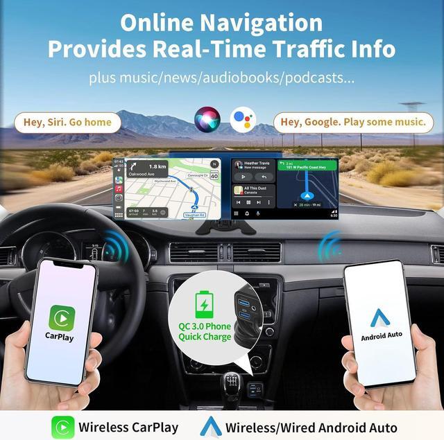 Alt view image 2 of 7 - P807PR Portable Car Stereo, Wireless CarPlay & Wireless Android Auto, 7inch QLED Glare-Suppressing Touchscreen, Car Radio with Bluetooth, WDR&Auto Dimmer, Remote Control, AUX/FM Output