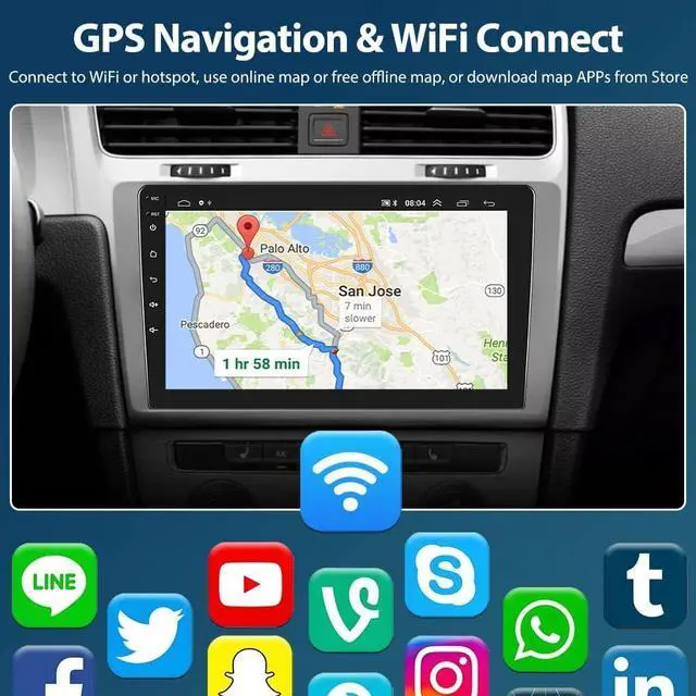 Alt view image 3 of 7 - 2+32GB 10.1 Android 13 Car Stereo with Wireless Carplay Double Din Car Radio 10.1 Inch Touchscreen Indash Stereo with GPS Bluetooth FM WiFi Mirror Link SWC Backup Camera + Microphone