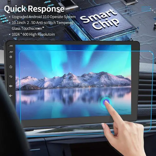 Alt view image 2 of 7 - Android Car Stereo Double Din 10.1 Inch Car Radio 2.5D HD Touchscreen Head Unit with Bluetooth GPS Support WiFi FM Radio Dual USB Mirror Link SWC Backup Camera