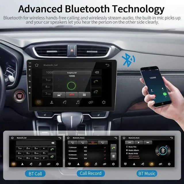 Alt view image 4 of 7 - Android Car Stereo Double Din 10.1 Inch Car Radio 2.5D HD Touchscreen Head Unit with Bluetooth GPS Support WiFi FM Radio Dual USB Mirror Link SWC Backup Camera