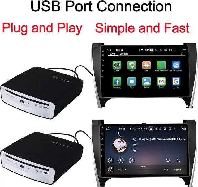 Alt view image 2 of 7 - USB External Car Universal CD Player USB Connection Portable CD Player for Car Android Navigation/TV/MacBook pro/Laptops Desktops with USB Port Plug and Play