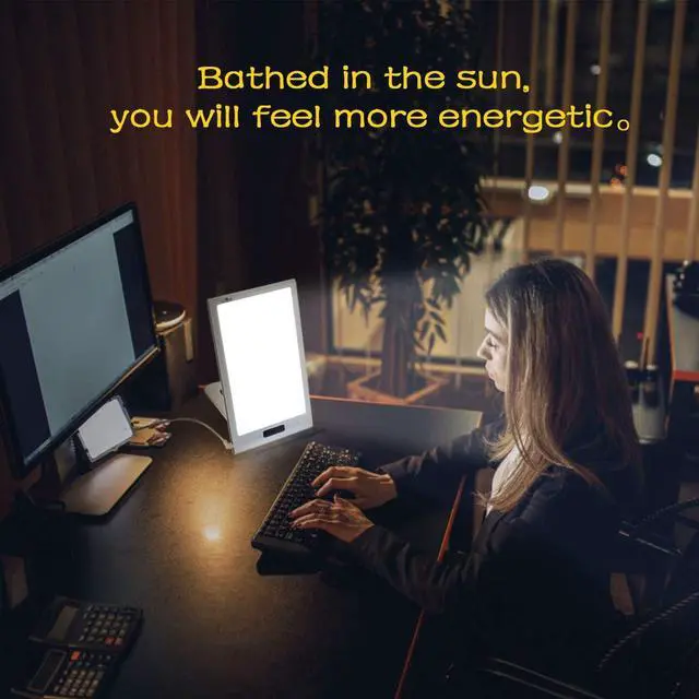 Alt view image 4 of 7 - Light Alarm Clock 3 Color Light Therapy Sunrise Wake-up lamp, 12000lux Sun lamp Restorative Strength, Focusing Attention