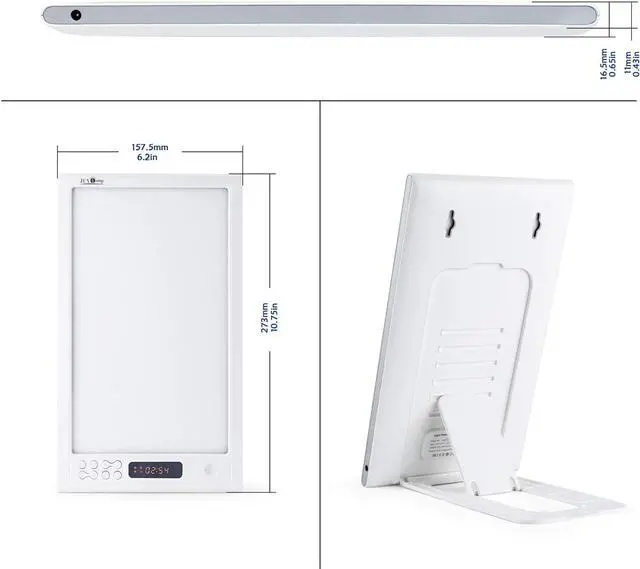 Alt view image 7 of 7 - Light Alarm Clock 3 Color Light Therapy Sunrise Wake-up lamp, 12000lux Sun lamp Restorative Strength, Focusing Attention