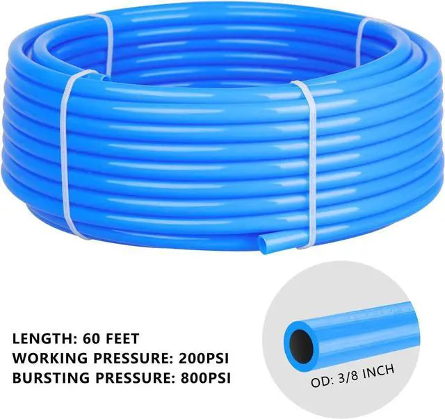 Alt view image 3 of 7 - Shop Air Line Kit, 3/8 Inch (9.5MM) OD × 60 Feet Nylon Compressed Air Pipe, 200PSI, Cutter, Tees, Mounting clips, Connectors, 49PCS Garage Air Compressor Accessories Master Kit