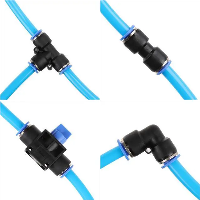Alt view image 4 of 7 - Shop Air Line Kit, 3/8 Inch (9.5MM) OD × 60 Feet Nylon Compressed Air Pipe, 200PSI, Cutter, Tees, Mounting clips, Connectors, 49PCS Garage Air Compressor Accessories Master Kit