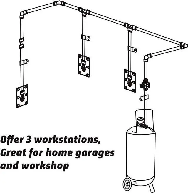 Alt view image 7 of 7 - Shop Air Line Kit, 3/8 Inch (9.5MM) OD × 60 Feet Nylon Compressed Air Pipe, 200PSI, Cutter, Tees, Mounting clips, Connectors, 49PCS Garage Air Compressor Accessories Master Kit
