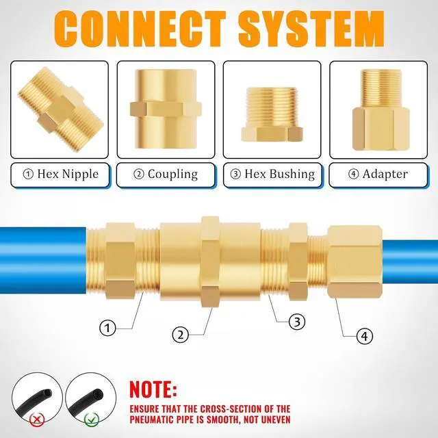 Alt view image 5 of 6 - 92PCS Brass Pipe Fittings Assortment Kit NPT Adapter,Hex Nipple,Reducer Bushing,Hex Coupling,90 Degree & 45 Degree Barstock Street Elbow,Street Tee,Bulk Head Fittings Kits