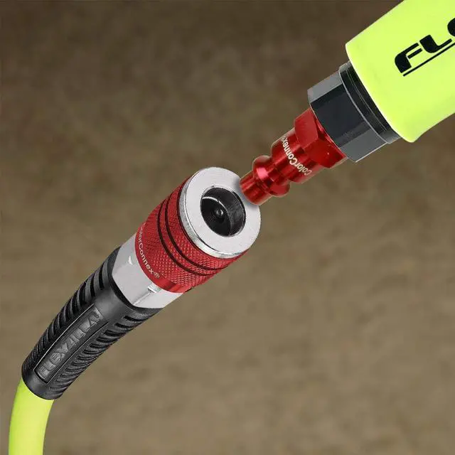 Alt view image 7 of 7 - Air Hose with ColorConnex Industrial Type D Coupler and Plug, 3/8 in. x 100 ft., Heavy Duty, Lightweight, Hybrid, ZillaGreen - HFZ38100YW2-D