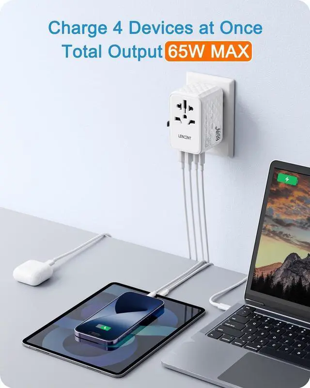 Alt view image 5 of 7 - 140W International Travel Adapter, GaN Universal Travel Adapter with 1 USB-A & 3 Type C Power Adapter, Fast Charger for Phone,Laptops, Worldwide Plug Adapter for USA/UK/EU/AUS, Black