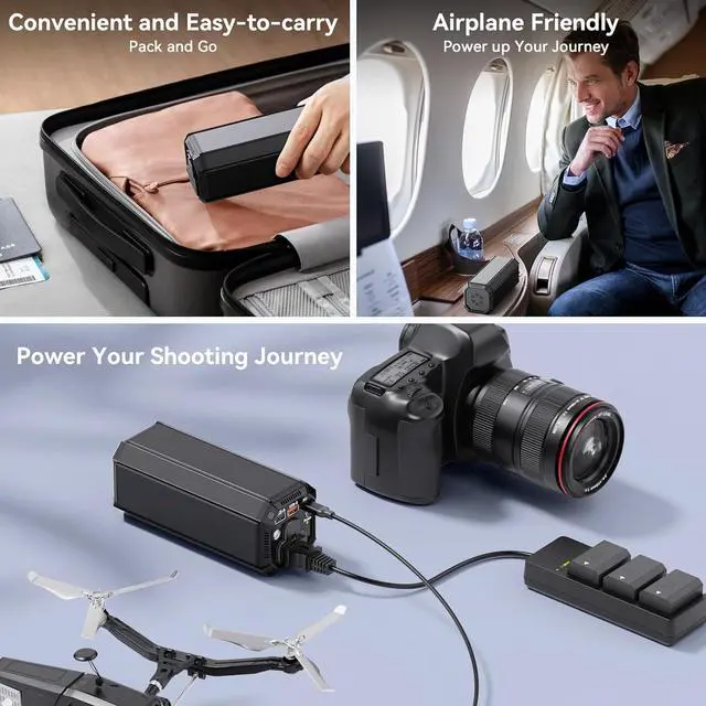 Alt view image 4 of 7 - Portable Power Bank with AC Outlet 100W Portable Laptop Charger 98Wh/27000mAh High Capacity with 65W PD USB C Laptop Battery Bank Backup Power Source for Business Travel and Outdoor Activities