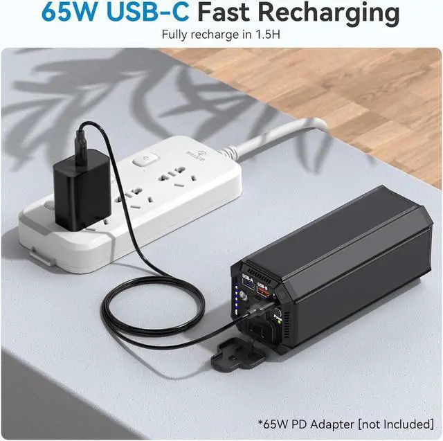 Alt view image 6 of 7 - Portable Power Bank with AC Outlet 100W Portable Laptop Charger 98Wh/27000mAh High Capacity with 65W PD USB C Laptop Battery Bank Backup Power Source for Business Travel and Outdoor Activities