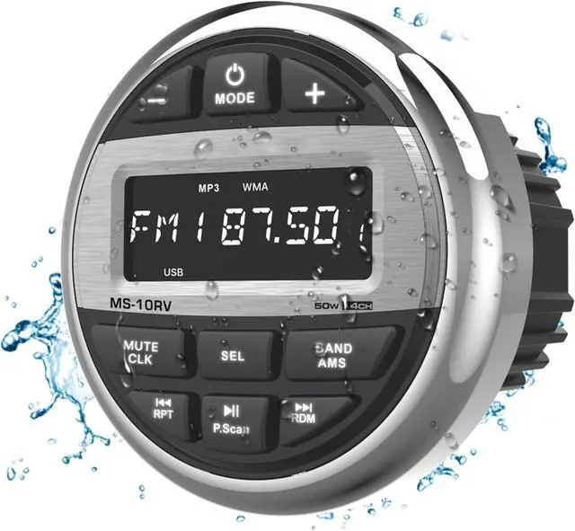 Main image of Bluetooth Marine Radio Boat Stereo: Waterproof Boat Audio Receiver - Digital Marine Grade Player with FM AM Radio | USB/AUX-in/MP3 | Subwoofer | Pre-Amp&EQ