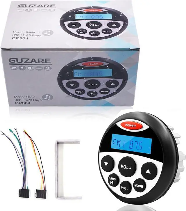 Alt view image 7 of 7 - Boat Marine Stereo Receiver Bluetooth - 45 x 4 Watts Audio AM FM Gauge Waterproof Radio Tuner Streaming for Boats Golf Cart ATV UTV and Spa Hot Tubs GR304