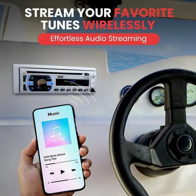 Alt view image 3 of 7 - Boat Bluetooth Marine Stereo Receiver - Marine Head Unit Din Single Stereo Speaker Receiver - Wireless Music Streaming/Hands-Free Calling/CD Player/MP3/USB/AUX/ marine AM FM Radio -PLCD43MRB
