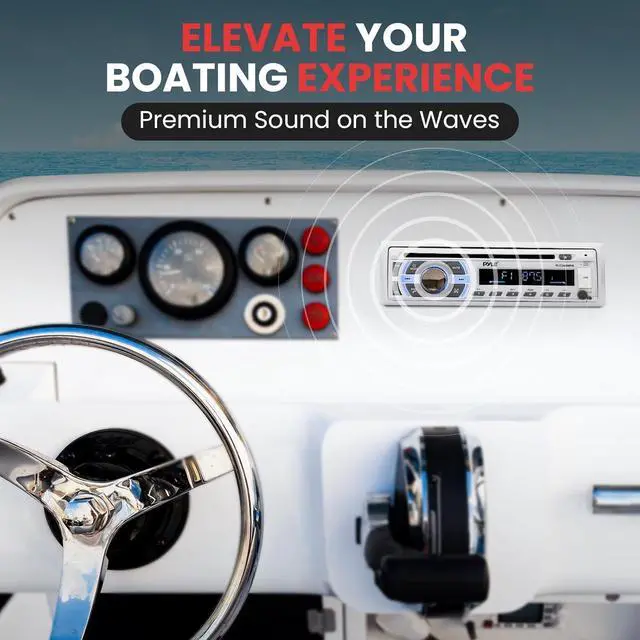 Alt view image 5 of 7 - Boat Bluetooth Marine Stereo Receiver - Marine Head Unit Din Single Stereo Speaker Receiver - Wireless Music Streaming/Hands-Free Calling/CD Player/MP3/USB/AUX/ marine AM FM Radio -PLCD43MRB