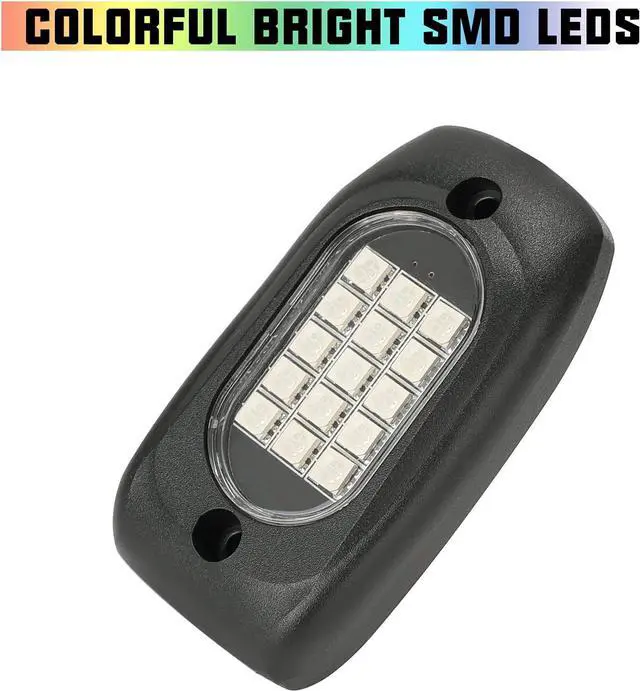 Alt view image 5 of 6 - 12 Pods RGB Rock Lights 12V with Wires,Waterproof Music Mode APP/Remote Control Multicolor Underglow Light Kit Wheel Well Lights for Off Road Trucks SUV ATV UTV Trailer Boats