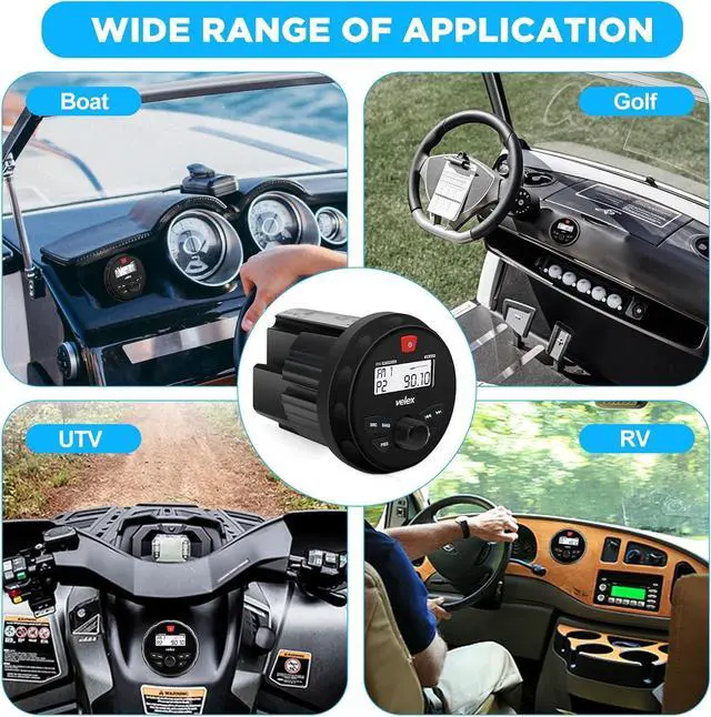 Alt view image 6 of 7 - Marine Stereo Bluetooth Boat Stereo Gauge Style Round Stereo System Boat Radio