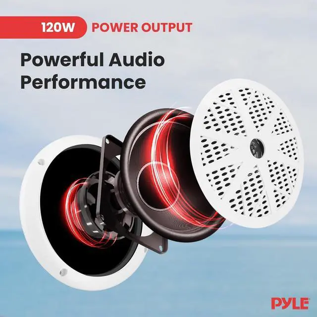Alt view image 5 of 7 - Marine Radio Receiver Speaker Set 12v Single Din Style Bluetooth Compatible Waterproof Digital Boat In Dash Console System with Mic 4 Speakers, Remote Control, Wiring Harness PLMRKT38W (White)