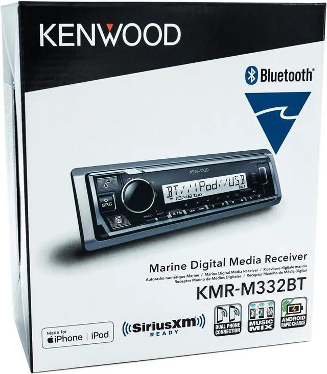 Alt view image 4 of 5 - KMR-M332BT Car & Marine Stereo - Single Din, Bluetooth Audio, USB MP3, Aux in, AM FM Radio SiriusXM Ready, Weatherproof, Multi Color Illumination