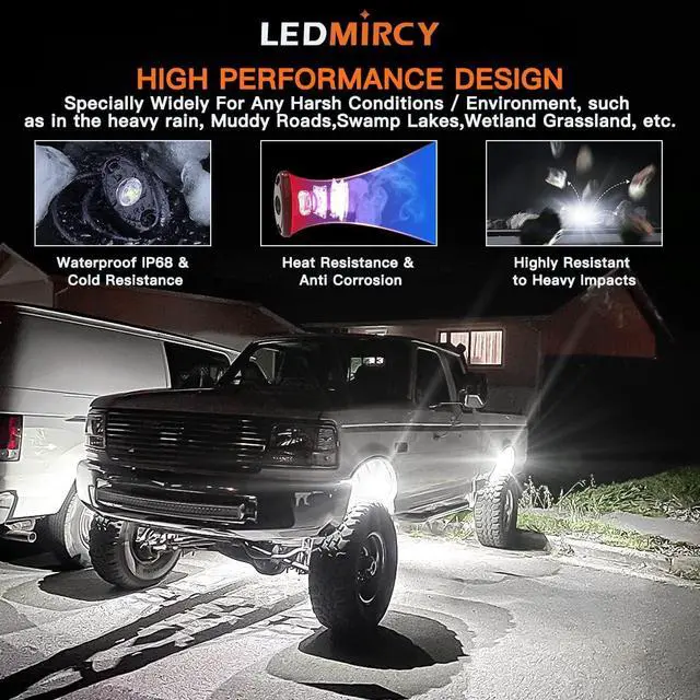 Alt view image 2 of 7 - R1 White Rock Lights 30PCS High Power Underbody Pure White LED Rock Lights for Truck Offroad ATV UTV SUV Boat Waterproof Shockproof Solid White Rock Lights Underglow Trail TRAI Rig Light