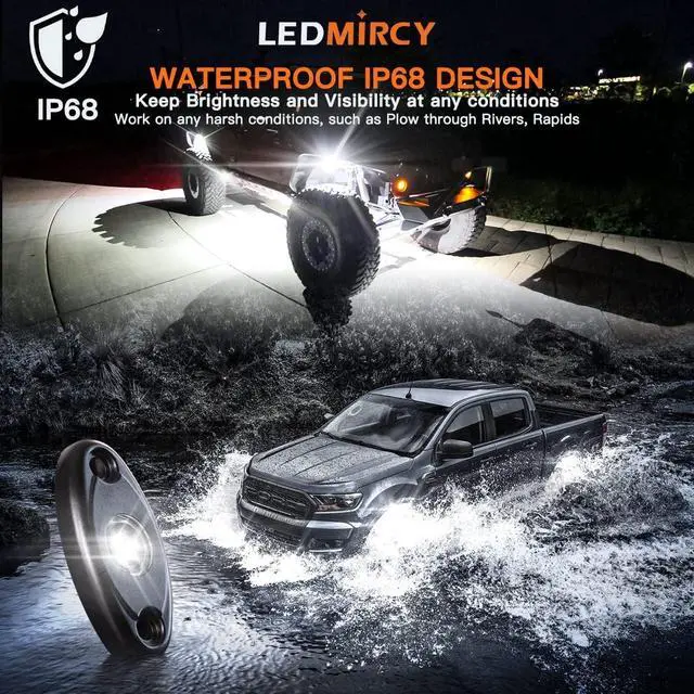 Alt view image 3 of 7 - R1 White Rock Lights 30PCS High Power Underbody Pure White LED Rock Lights for Truck Offroad ATV UTV SUV Boat Waterproof Shockproof Solid White Rock Lights Underglow Trail TRAI Rig Light